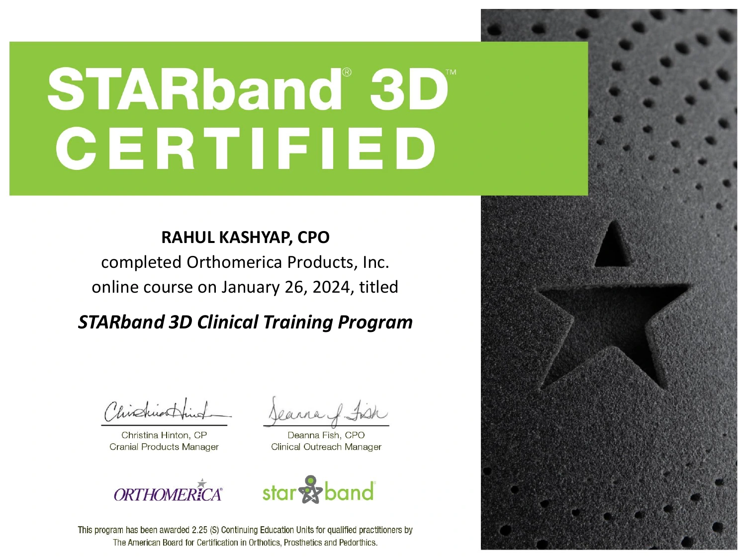 STARband 3D Certified — Rahul Kashyap